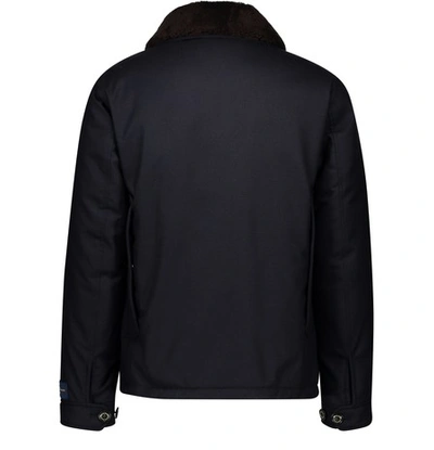 Shop Woolrich Stag Jacket X Loro Piana In Pied De Poule Navy
