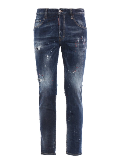 Shop Dsquared2 Skater Spotted Jeans In Dark Wash