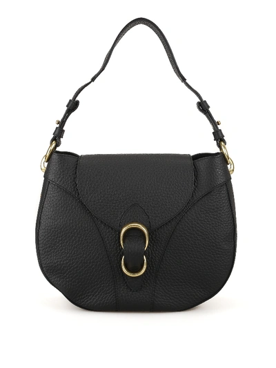 Shop Orciani Beth Pebbled Leather Hobo Bag In Black