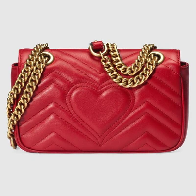 Shop Gucci Gg Marmont Matelassé Mini Bag In 芙蓉红皮革