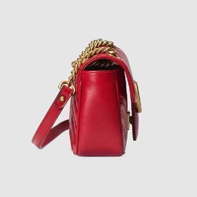 Shop Gucci Gg Marmont Matelassé Mini Bag In 芙蓉红皮革