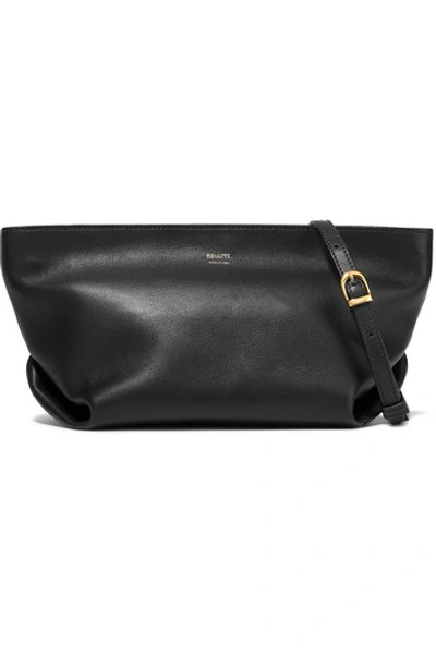 Shop Khaite Envelope Pleat Leather Shoulder Bag In Black