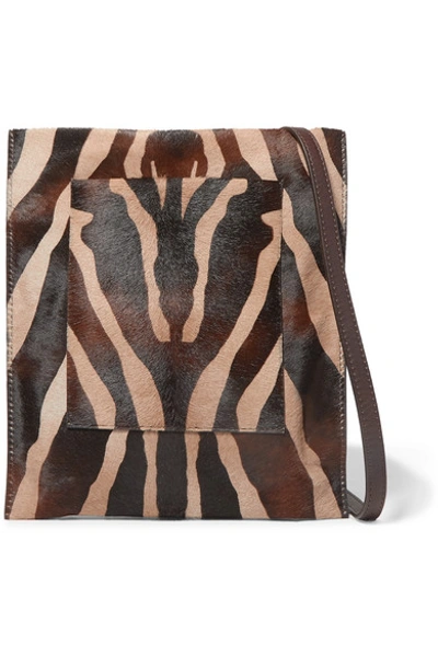 Shop Khaite Leather-trimmed Zebra-print Calf Hair Shoulder Bag In Zebra Print