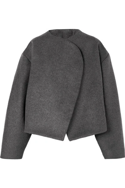 Shop Totême Bellac Cropped Wool-blend Jacket In Gray