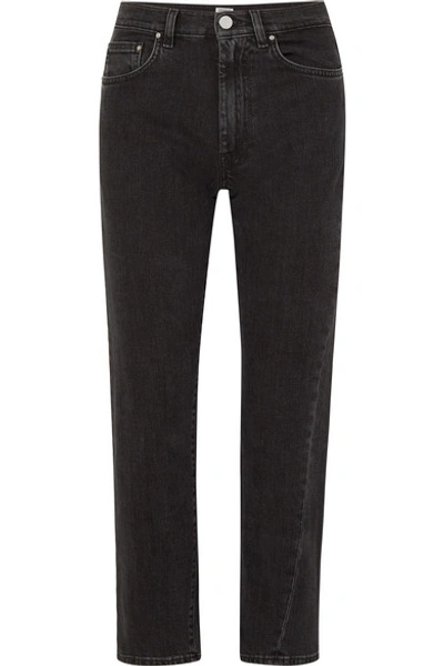 Shop Totême Twisted Seam High-rise Straight-leg Jeans In Black