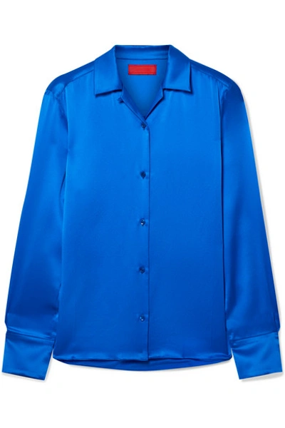 Shop Commission Silk-satin Shirt In Blue