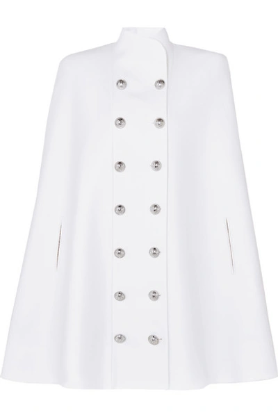 Shop Balmain Button-embellished Double-breasted Wool And Cashmere-blend Cape In White