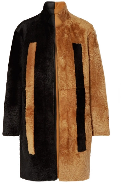 Shop Akris Reversible Two-tone Shearling Coat In Black