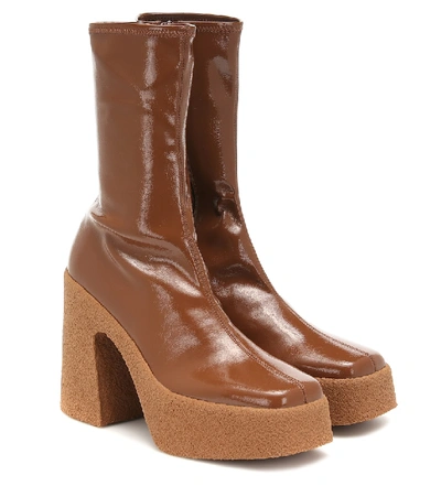 Shop Stella Mccartney Faux Leather Ankle Boots In Brown