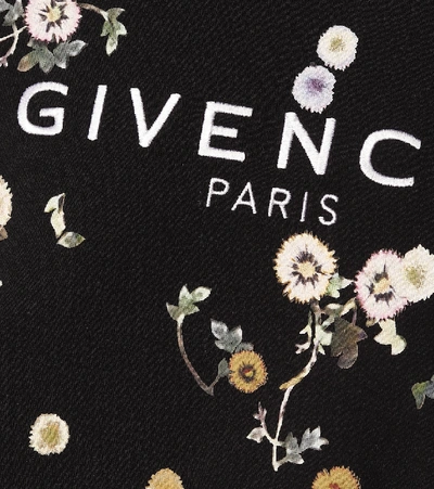 Shop Givenchy Floral Cotton-jersey Minidress In Black