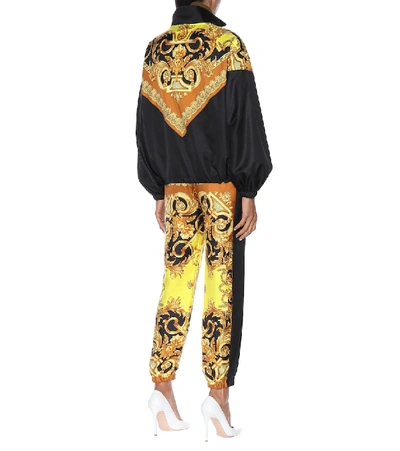 Shop Versace Printed Silk-satin Track Jacket In Black