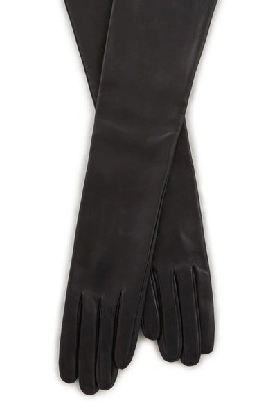 Shop Dries Van Noten Long Leather Gloves In Grey
