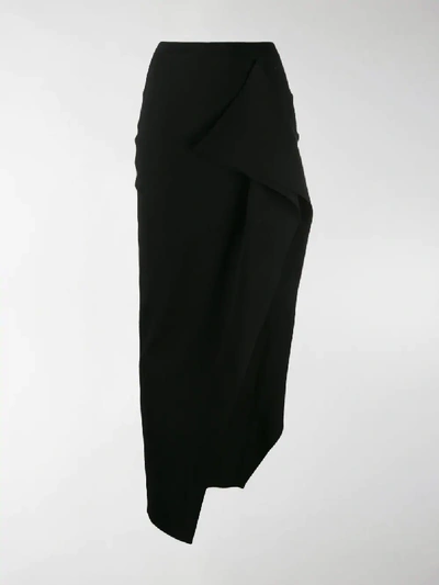Shop Rick Owens Side Slit Long Skirt In Black