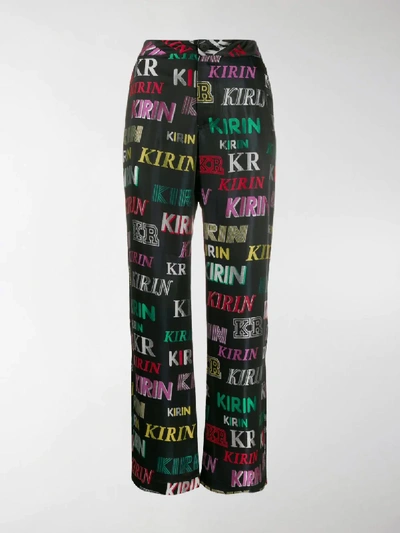 Shop Kirin Logo Print Pyjama Trousers In Black