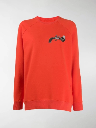 Shop Kirin Gun Print Sweatshirt In Orange
