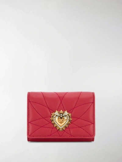 Shop Dolce & Gabbana Devotion Small Tri-fold Wallet In Red