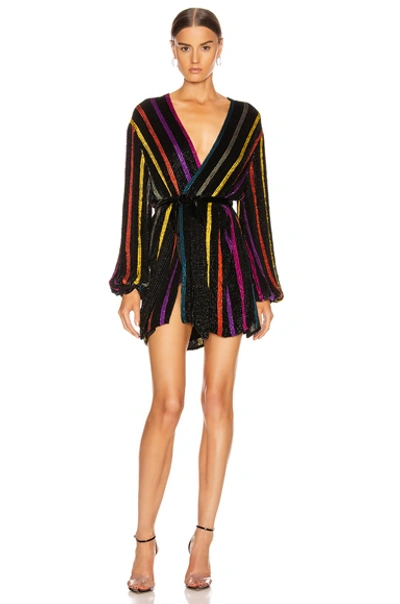 Shop Retroféte Gabrielle Robe Dress In Multi Stripe Thin