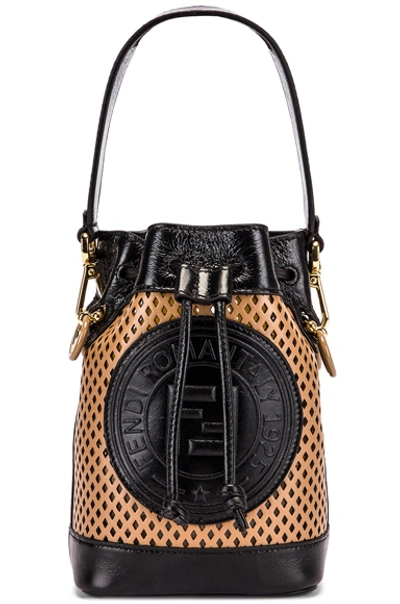 Shop Fendi Mini Mon Tresor Bucket Bag In Sand & Black