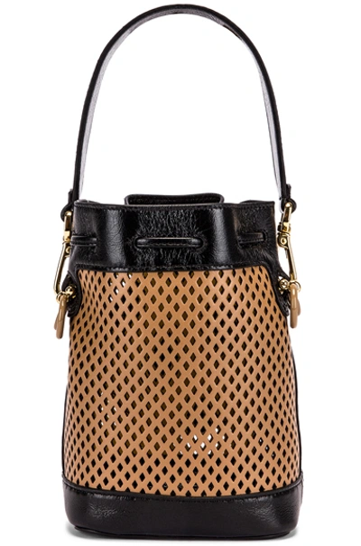 Shop Fendi Mini Mon Tresor Bucket Bag In Sand & Black