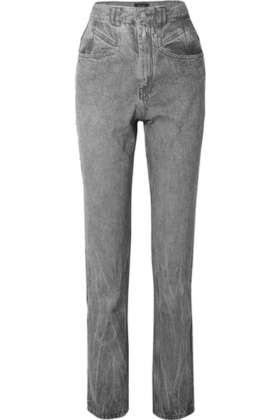 Shop Isabel Marant Dominic High-rise Slim-leg Jeans In Light Gray