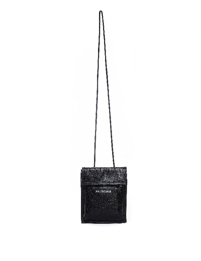 Shop Balenciaga Black Leather Explorer Pouch Strap
