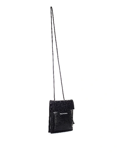 Shop Balenciaga Black Leather Explorer Pouch Strap