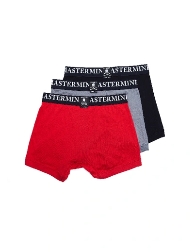 Shop Mastermind Japan Mastermind World 3-pack Grey/red/black Cotton Boxers In Multicolor