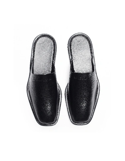 Shop Balenciaga Black Leather Slippers
