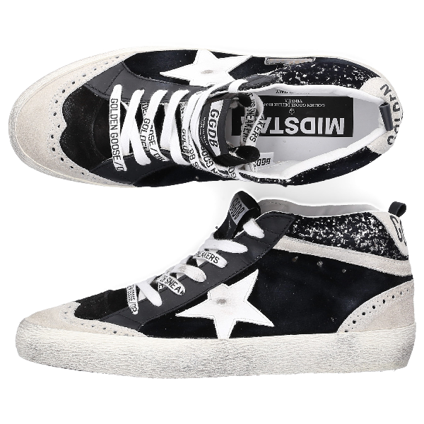 golden goose mid star velvet sneakers