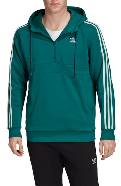 adidas originals hoodie with shoulder 3 stripes green