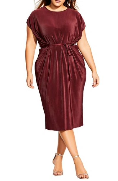 Shop City Chic Pleated Midi Dress In Ruby