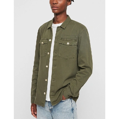 Shop Allsaints Spotter Slim-fit Cotton-twill Shirt In Thorn Green
