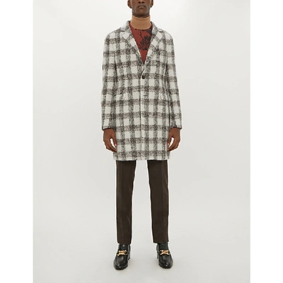 Shop Etro Checked Single-breasted Alpaca And Wool-blend Coat In Multi