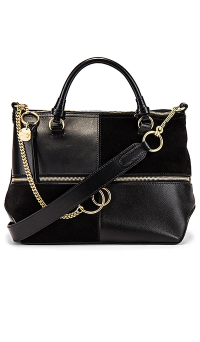 Shop See By Chloé Emy Small Suede & Leather Satchel In Black