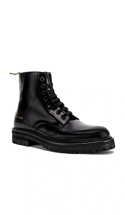 Shop Common Projects Standard Lug Sole Combat Boot In Black