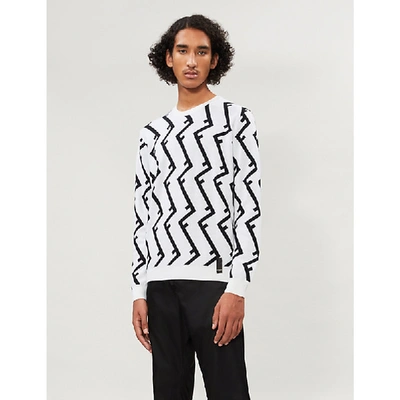 Shop Fendi Logo-print Wool Jumper In White