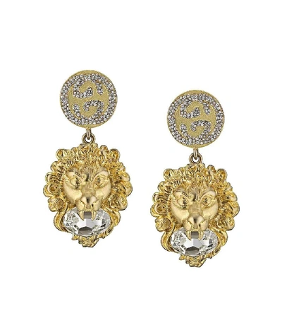 Shop Gucci Gg Lion Earrings In Gold