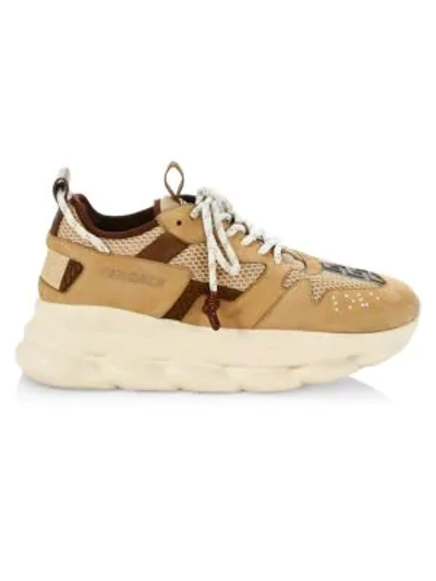 Shop Versace Chain Reaction Sneakers In Beige Autumn Leaf