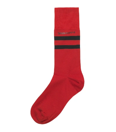 Shop Ganni Polyamide Socks In Samba In Red