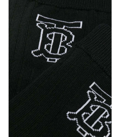 Shop Burberry Knitted Intarsia Ribbed Ankle Socks In Black