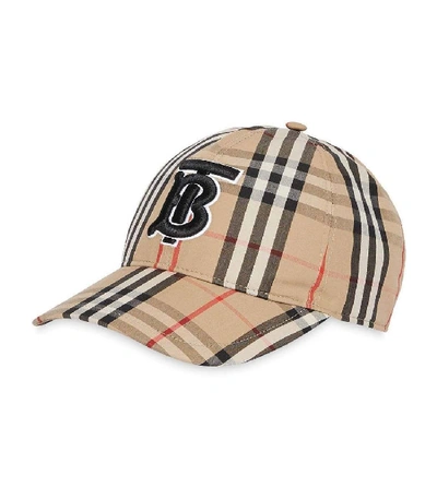 Shop Burberry Monogram Motif Vintage Check Baseball Cap In Neutral
