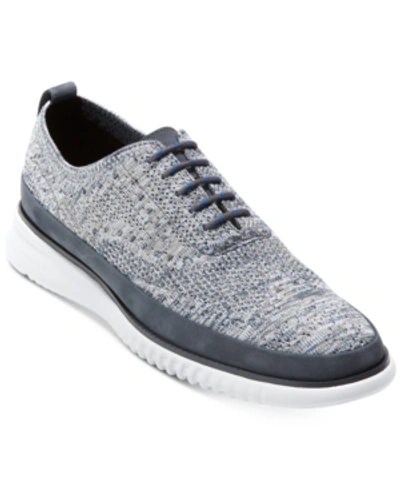 Shop Cole Haan 2.zerogrand Stitchlite Water-resistant Oxfords Men's Shoes In Blue/sleet