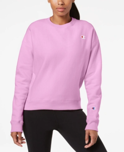 Shop Champion Women's Essential Reverse Weave Fleece Sweatshirt In Paper Orchid