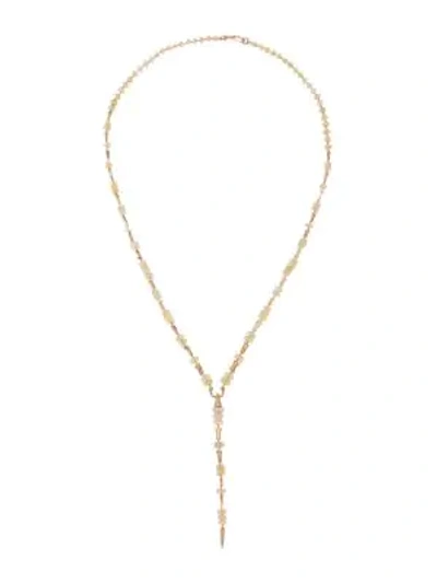 Shop Etho Maria Women's Misty 18k Rose Gold, Diamond & Opal Spear Lariat Necklace