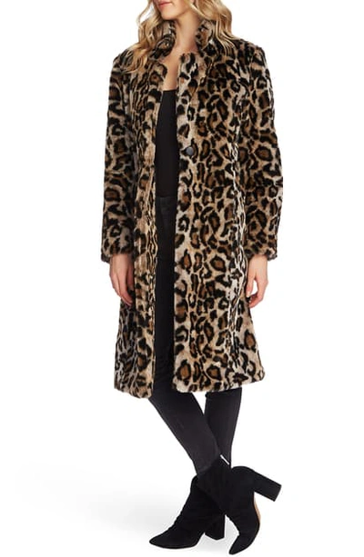 Shop Vince Camuto Cheetah Faux Fur Coat In Rich Black