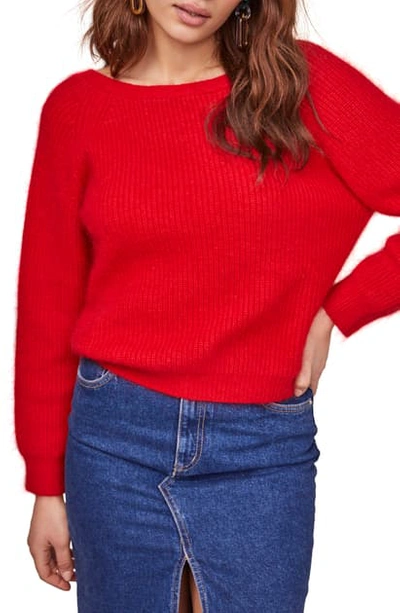 Shop Astr Serena V-back Sweater In Cherry Red