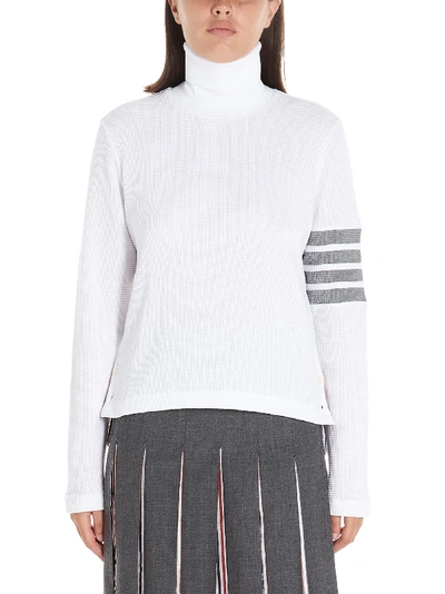 Shop Thom Browne 4 Bar Stripe Sweater In White