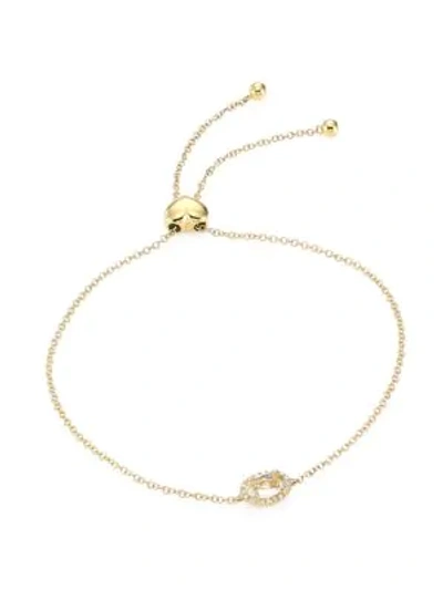 Shop Ef Collection Women's 14k Yellow Gold, Topaz & Diamond Oval Bolo Bracelet
