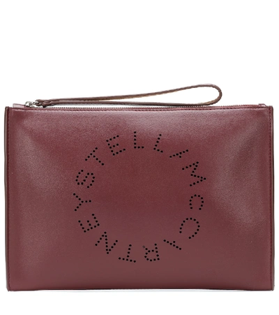 Shop Stella Mccartney Stella Logo Faux-leather Pouch In Red