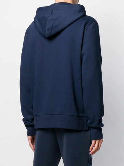 Shop Michael Kors Logo Zipped Hoodie In Blue